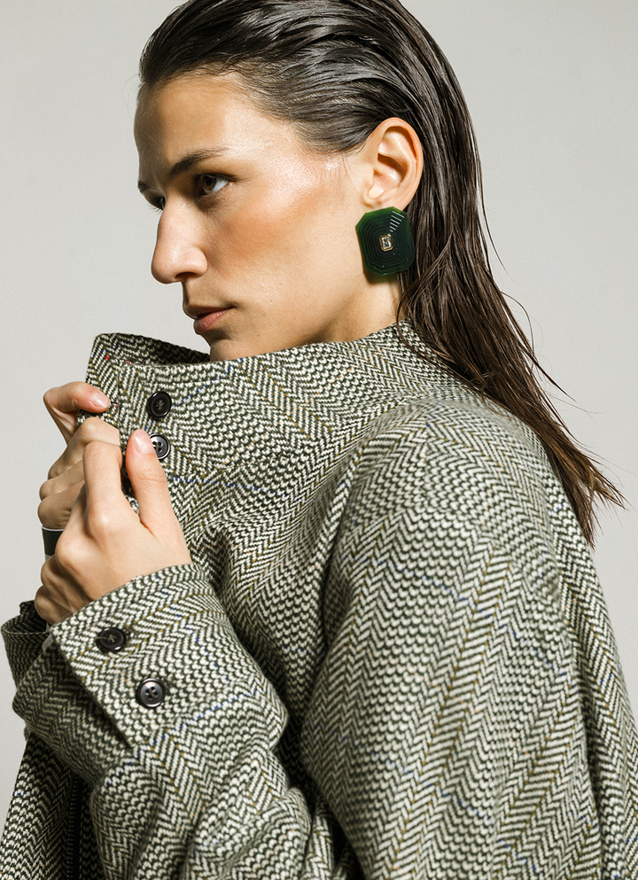 OTTAGONO M - GREEN EARRINGS