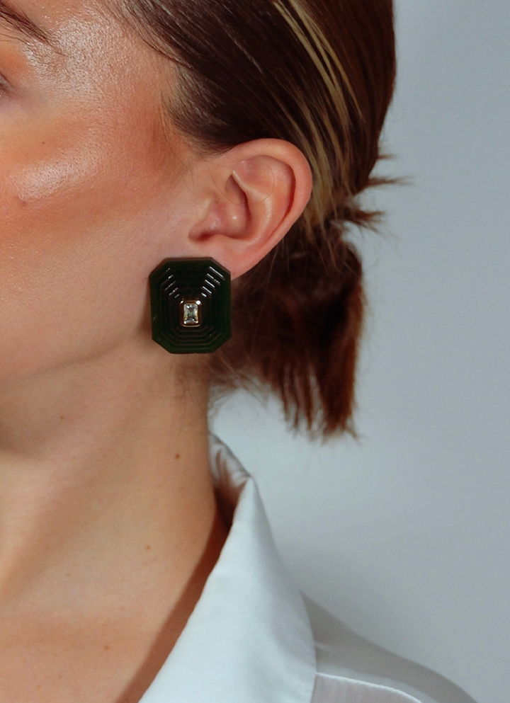 OTTAGONO M - GREEN EARRINGS