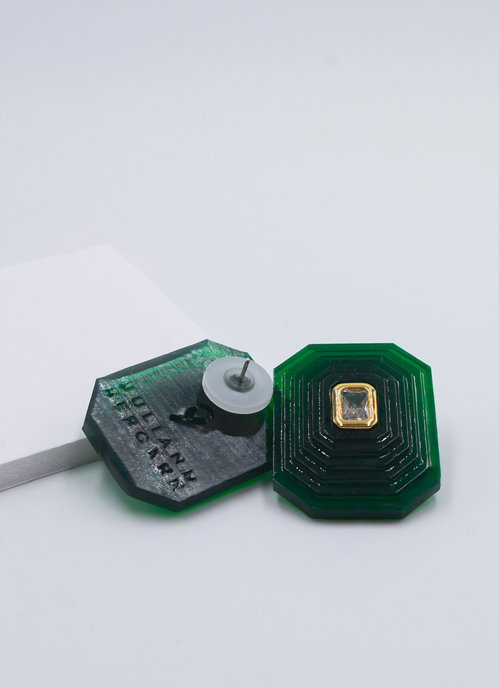 OTTAGONO M - GREEN EARRINGS