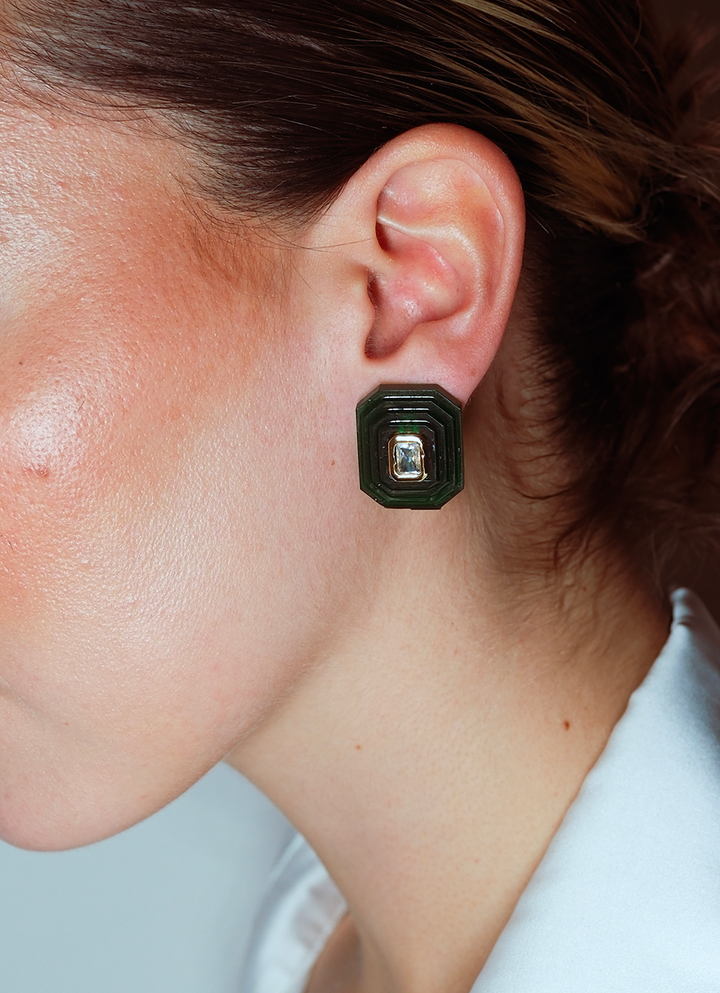 OTTAGONO S - GREEN EARRINGS